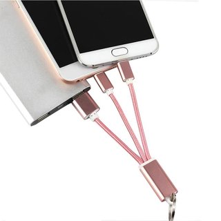 3 in 1 Schlsselanhnger Ladekabel Micro USB, Apple Lightning Stecker